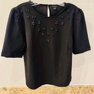 Ann Taylor Black Embellished Blouse